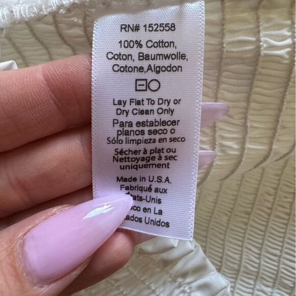 Delfi Collective White Smocked Crop Top Medium - Picture 4 of 4